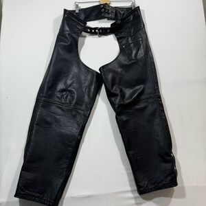 Leather Motorcycle Chaps Over Pants‎ Adjustable  3XL Bikercore Biker Rocker Vtg